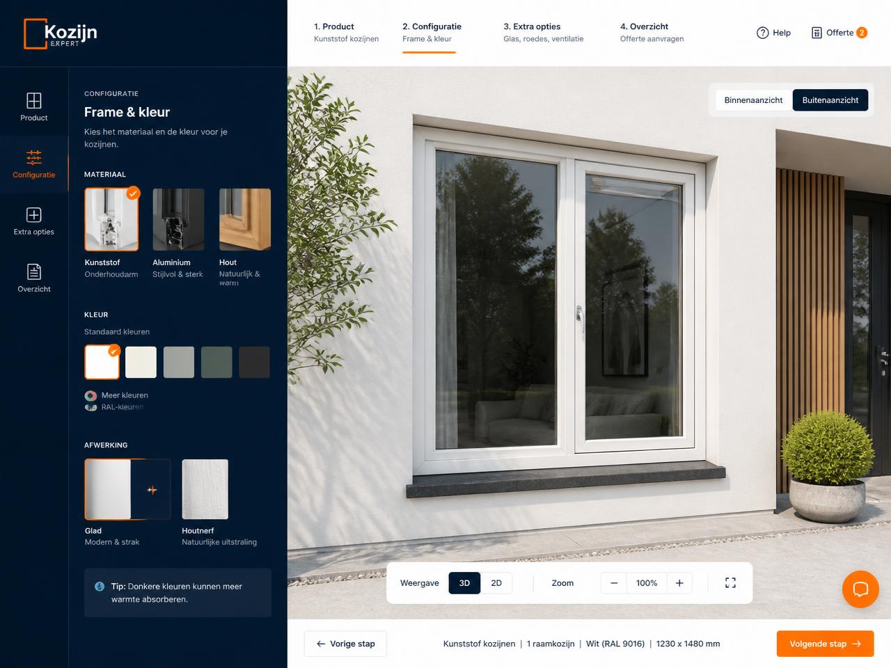 Voorbeeld van een Kozijnen-configurator — Socialstaff